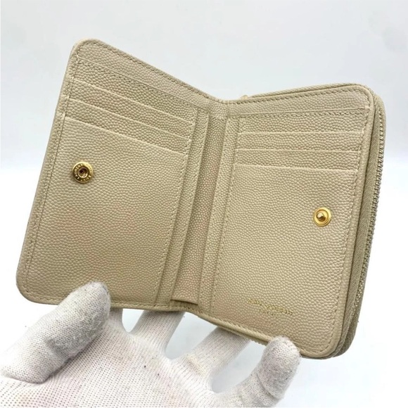 Yves Saint Laurent Gold Accent Beige Wallet - Picture 4 of 10